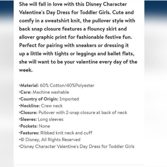 New mickey & Minnie Cupid Toddler Girl Dress sizes 12 m - Picture 8 of 8